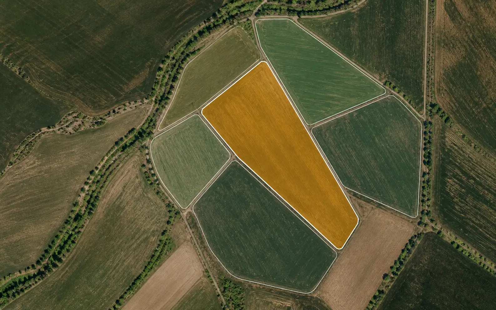 An example field outlined on an aerial map